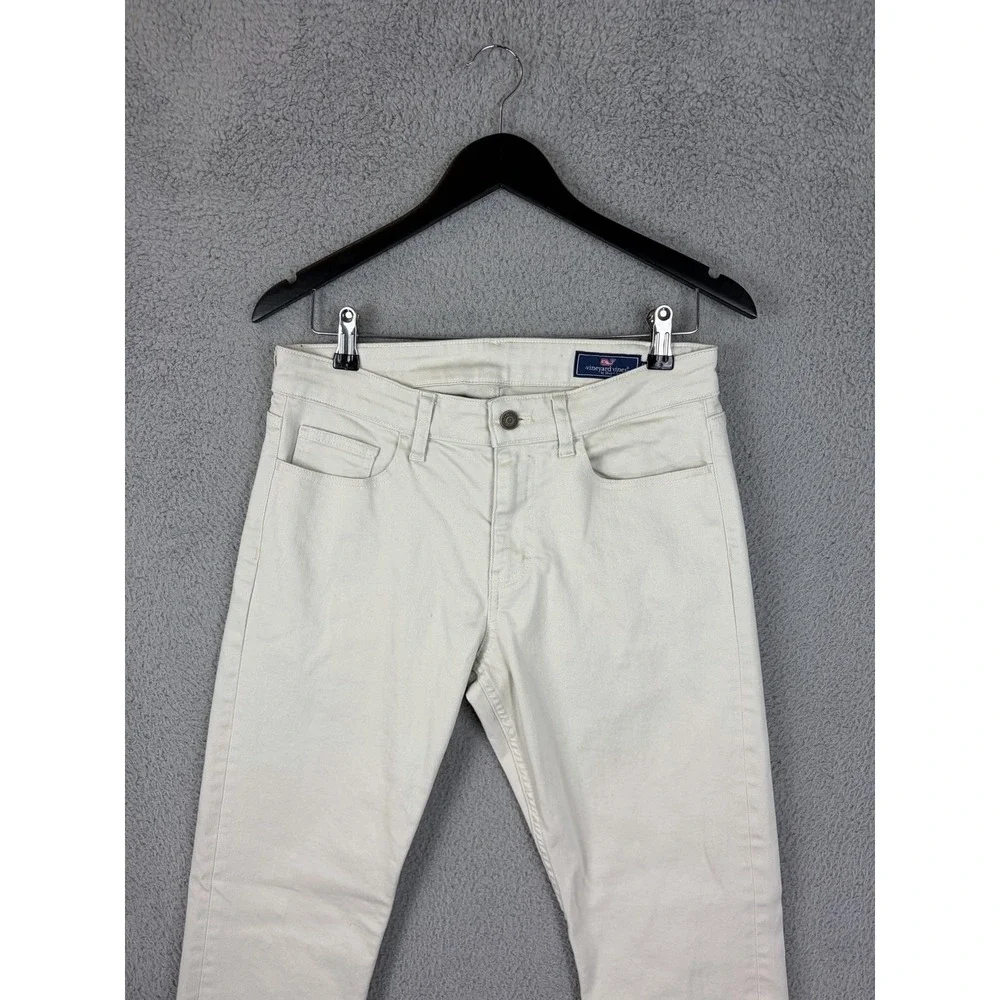 Vineyard Vines Jeans Mens 30x32 White Light Wash Slim Tapered Stretch Denim Men